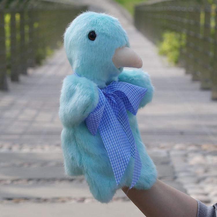 Long Cute Pigeon Fur Plush Animal Hand Puppet For Kids Interactive Playtime