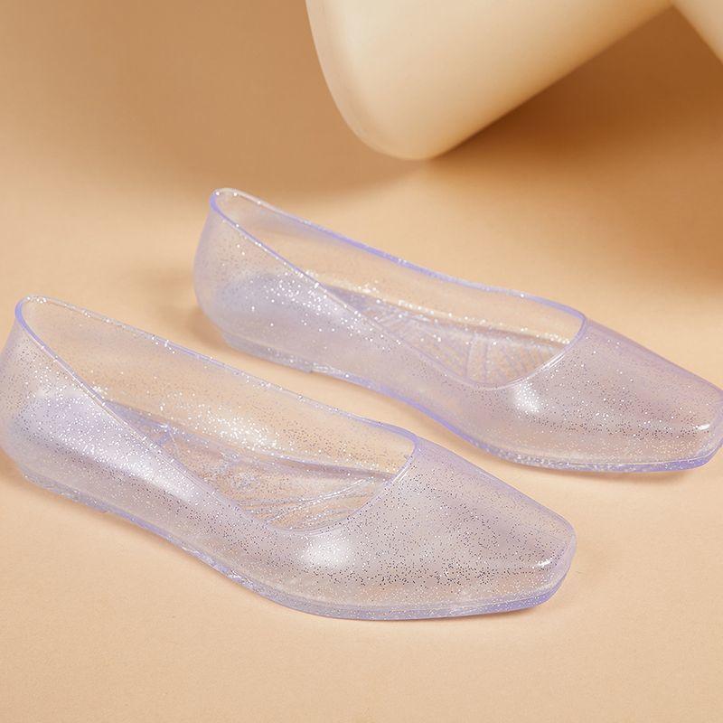 Fashionable Women's Summer Versatile Sandals with Pointed Plastic Casual Single Shoes Anti Slip Toe Cap
