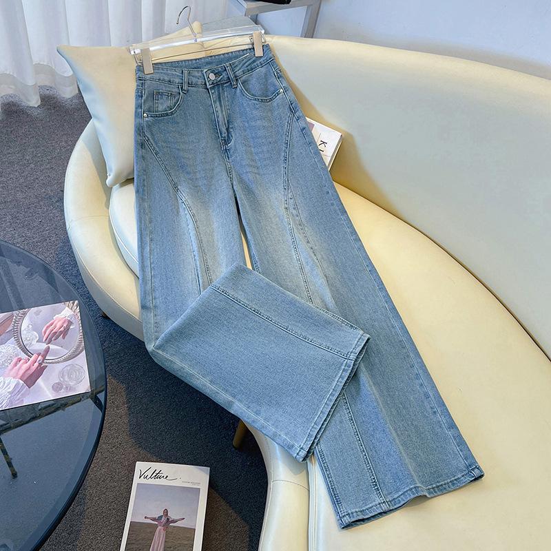 

Women s American Style Blue Wide-Leg Scissor-Cut Jeans - Spring 2026 Loose Straight-Leg, Slimming & Versatile S /26 (85-95 lbs) світло-синій колір