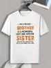 Orange Design Letters BROTHER SISTER Print Mens Fashion Trend Crewneck Tshirt Can Be Worn In Spring