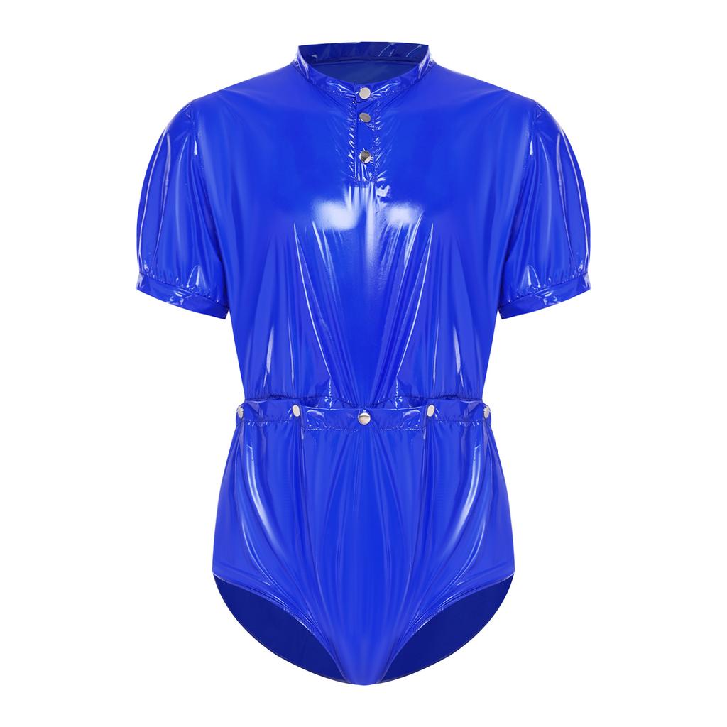 Men Waterproof Adaptive Bodysuit Short Sleeve Buttoned Waist Detachable Bottoms Diaper Cover Romper Special Need Clothing