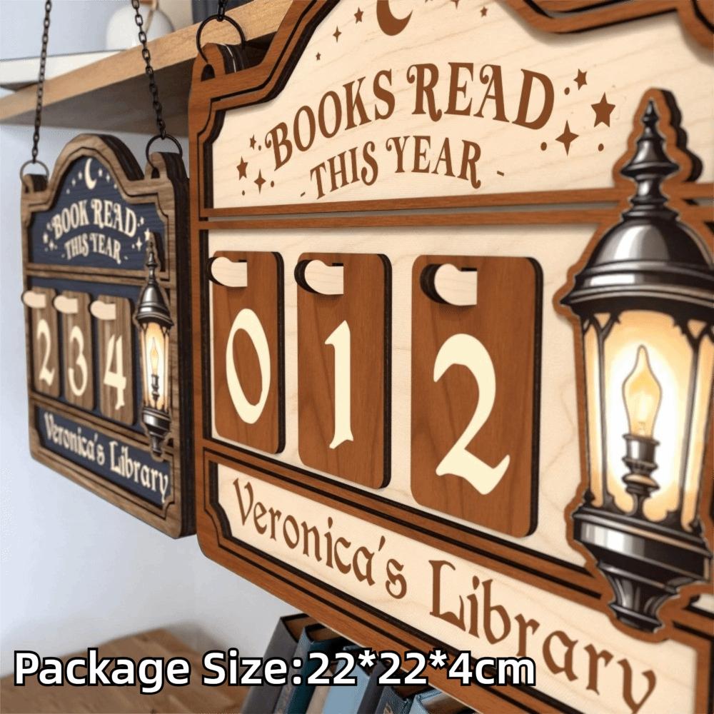 Universal Wooden Material Books Counter Sign Hanging Decor Table Decor Reading Tracker Sign Book Tracker Sign For Book Lovers