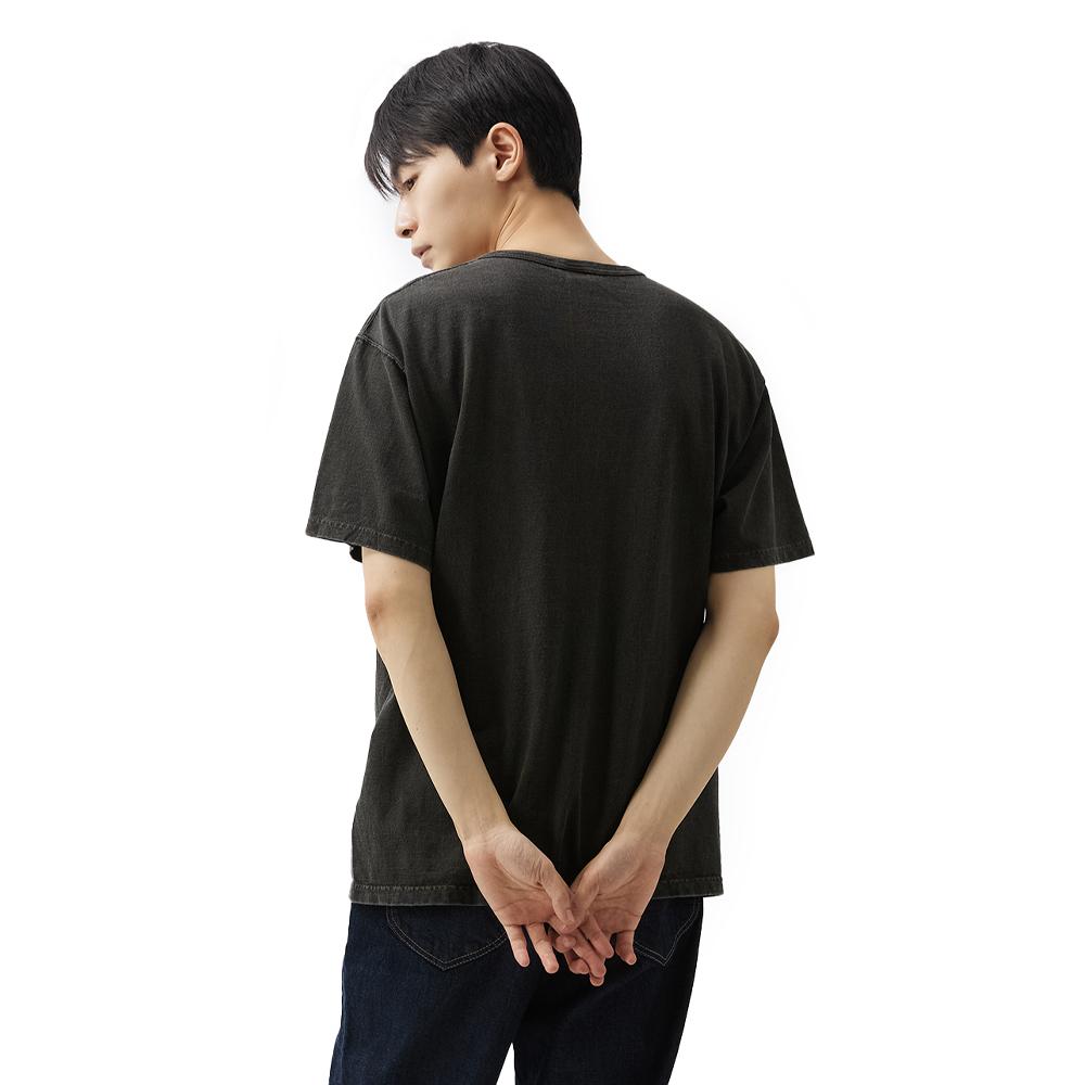 Guson Henley Neck Short Sleeve T-Shirt - Pigment Black