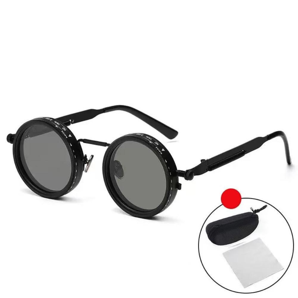 Round Anti-UV Sunglasses 9 Level Dimming Anti-UV Glasses Adjustable Dimming Sunglasses  Men Women