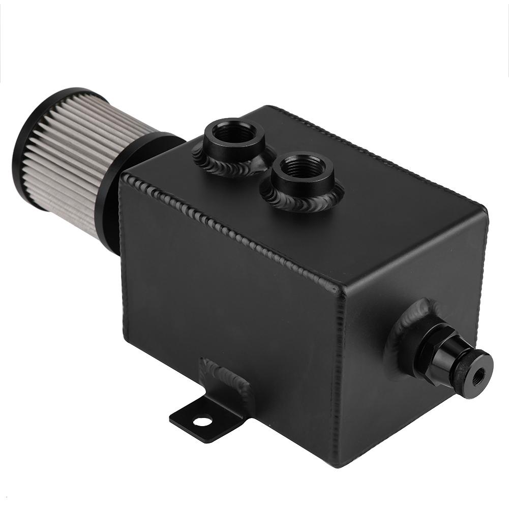 Car Modified Aluminum 2L Oil Catch Can Reservoir with Breather Filter Black