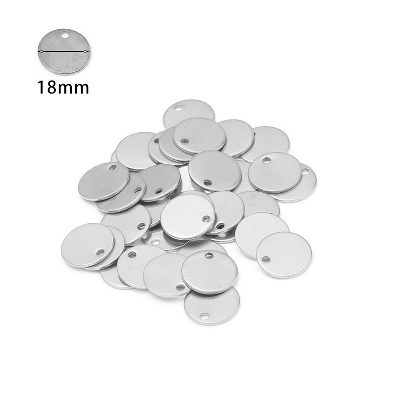 10-20pcs 6-35mm Stainless Steel Charms Round Dog Tag Pendant Stamping Blanks Pendants For Necklaces DIY Jewelry Making Wholesale