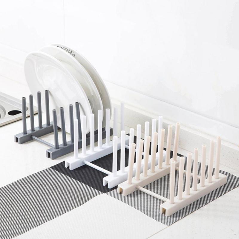 Storage Rack Shelf Kitchen Dish Plate Pot Cover Drying Drain Holder Plastic