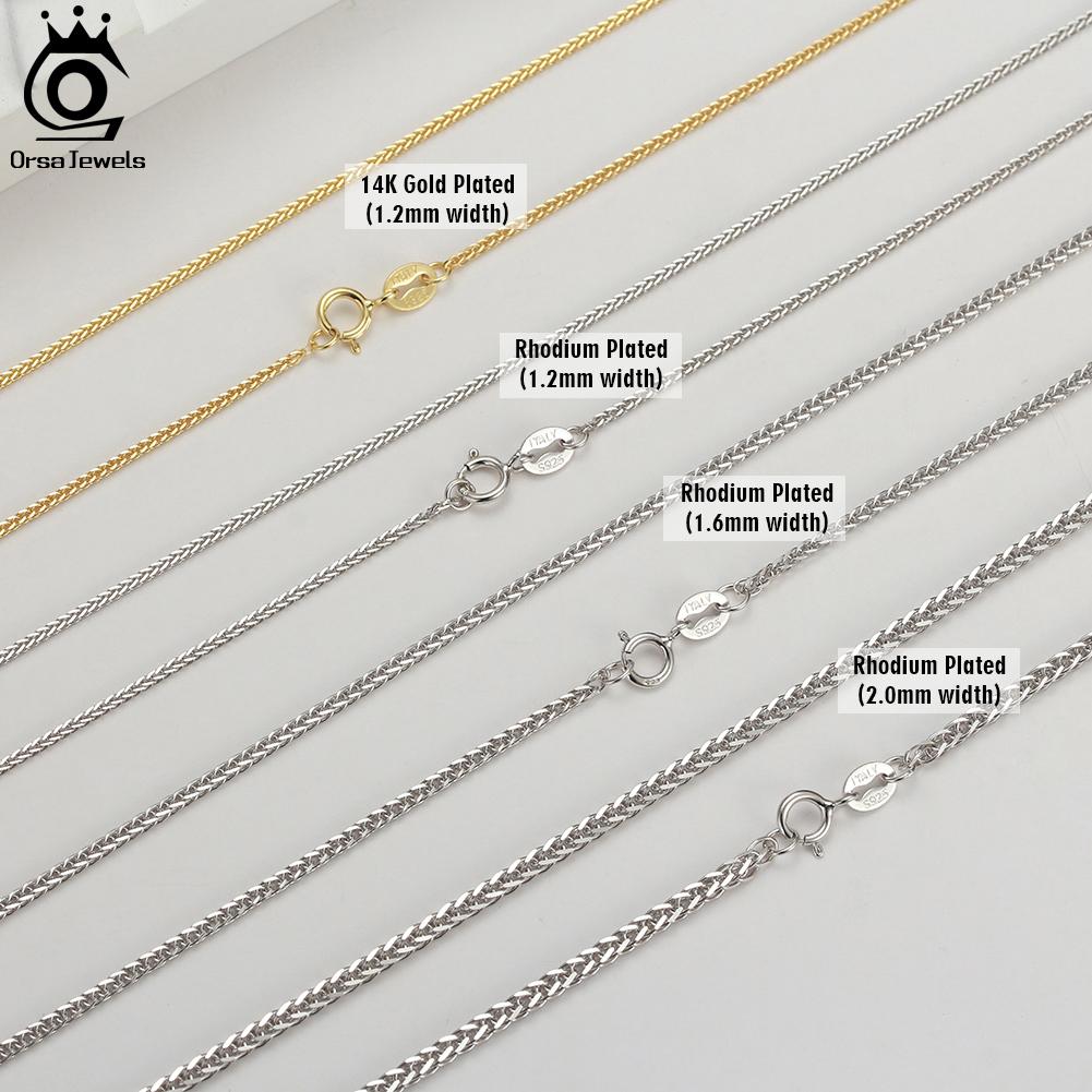 ORSA JEWELS Italian Handmade 1.2mm Chopin Chain Necklace Solid 925 Sterling Silver Man Woman Neck Chain Jewelry for Pendant SC53