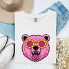 Bear Face Shirt Animals Floral Gift Women Cartoon Tee Bear T-Shirt Wildlife Fan Animal Art Tshirt Floral Graphic Pop Art Sunglasses Tshirt
