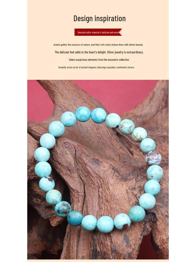 Peruvian Natural Turquoise Bracelet - High-Quality Unenhanced Single-Strand for Men & Women