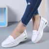 Cowhide air cushion nurse shoes shallow mouth women's shoes wedge heel flat casual shoes women's velvet mother shoes single shoes