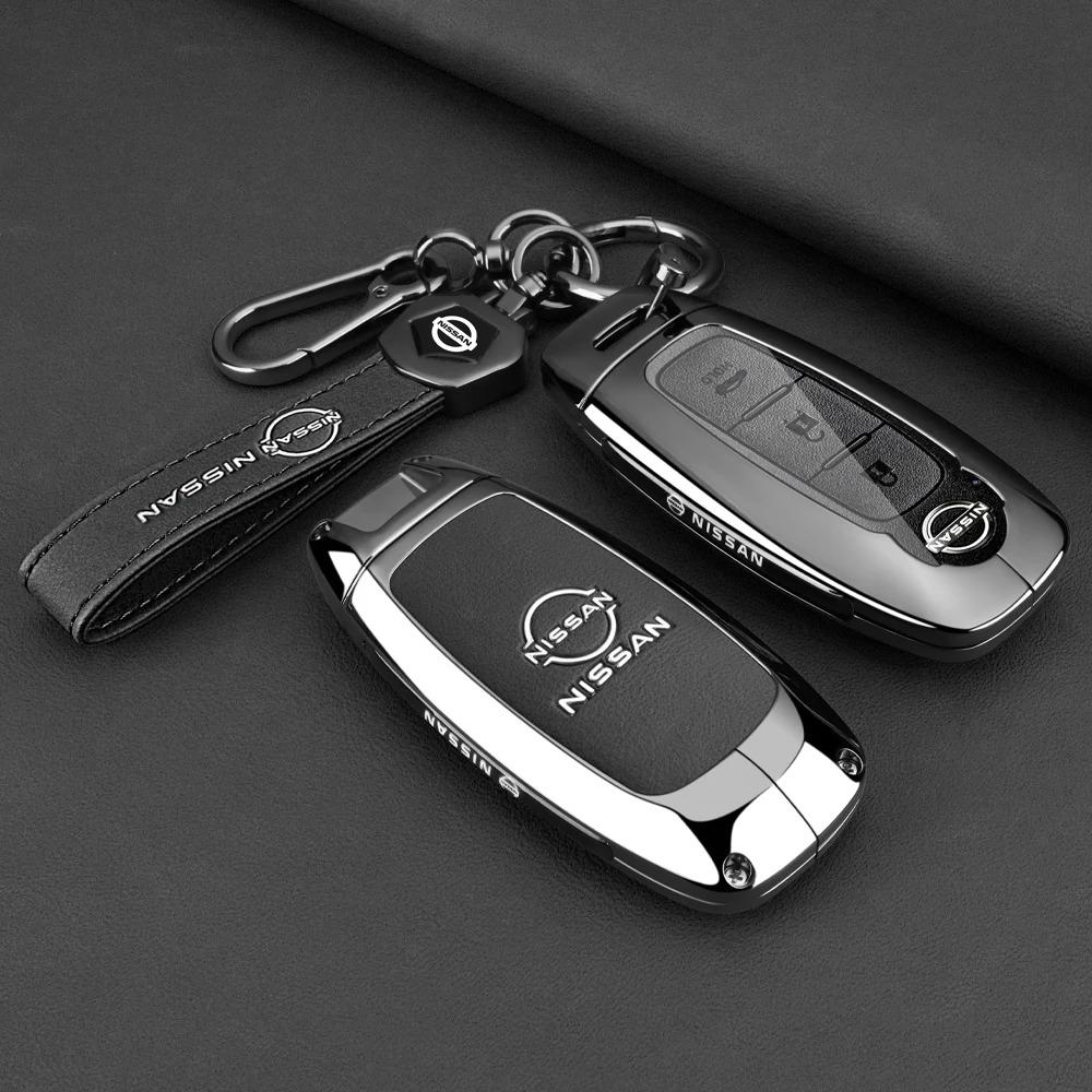 Leather Car Key Case Protection Shell Cover For Nissan X-Trail T33 Serena Rouge Kicks Pvathfinder Ariya Rogue Versa 2023 2024