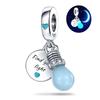 925 Sterling Silver Charm Pendant with Light Bulb Design and Engraved Round Tag Find Your Light Inspirational Jewelry Accessory for Bracelets