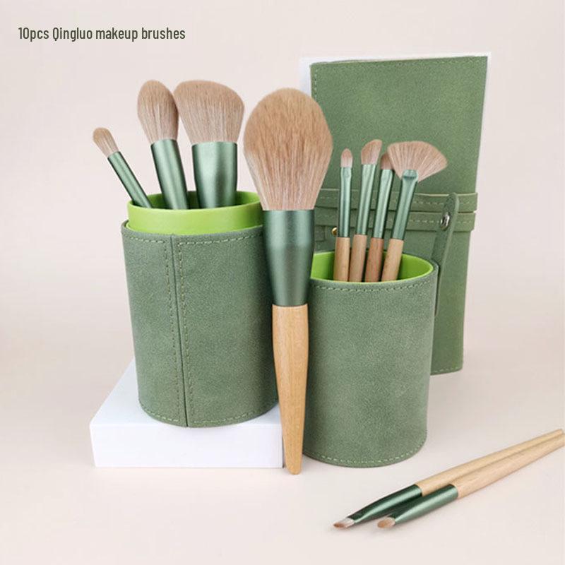 Qingluo 10-Piece Makeup Brush Set - Super Soft Brushes for Blush, Powder, and Eyeshadow