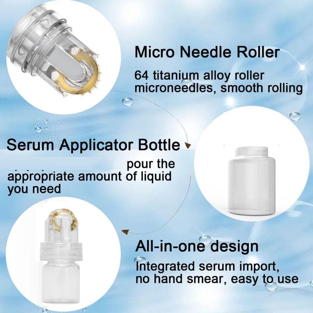 Titanium Tips Roller with Serum Bottle Micro-Needle Hydra Needle Serum Applicator  Facial Skincare