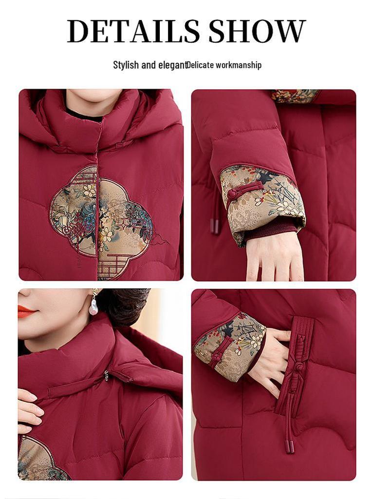 Genuine Mid-Length Women's Down Jacket - 90% White Duck Fill, Stylish for Moms and Grandmas, Thickened for Warmth