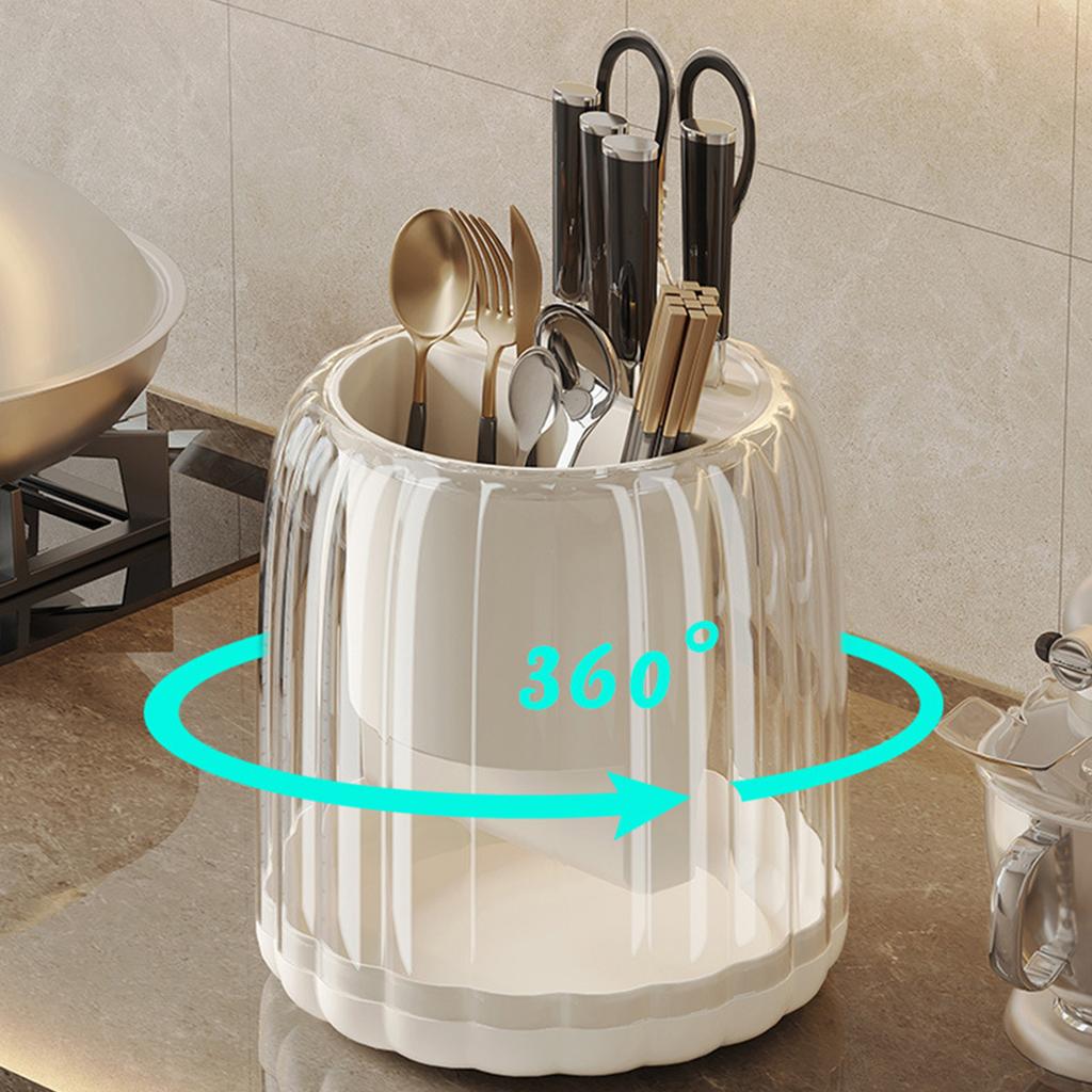 Rotating Utensil Holder Multifunction 360 Degree Space Saving Strong Plastic Knife Holder for Kitchen Home