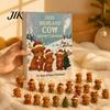 Christmas Tree Decorations Highland Cow Advent Calendar with 24 Acrylic Ornaments, Festive Countdown Party Supplies Box for Holiday Hanging Decor And