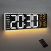 LED Wall Clock with Night Light 8 RGB Colors Temperature Display 2 Alarms Countdown Function 12/24-Hour Format Perfect for Bedrooms Living Rooms