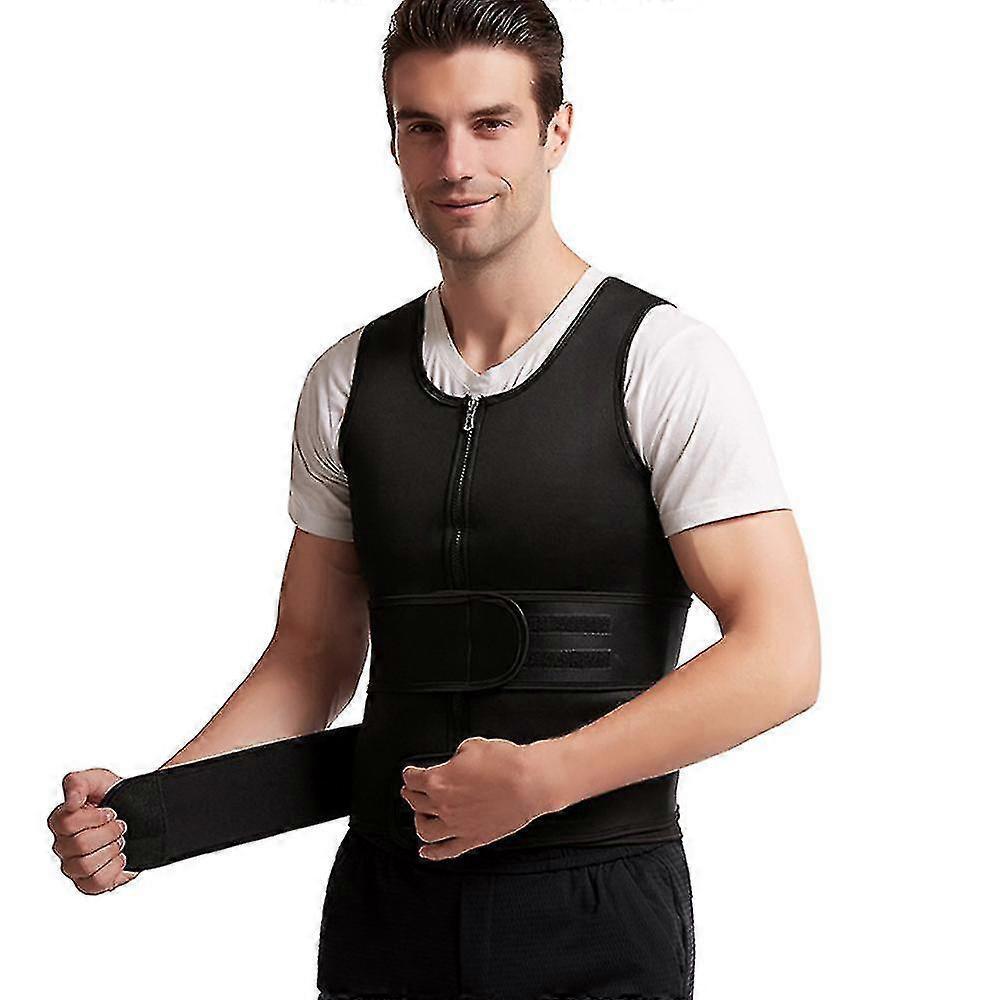 Men Body Shaper Waist Trainer Sauna Vest Double Belt Abdomen Slimming Sweat Vest Fitness Belt