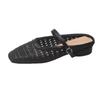 Super Versatile~ Retro Square Head Woven Hollow Bag Head Half-tray Shoes for Women To Wear One-word with Thick Heel Muller Cool Slippers