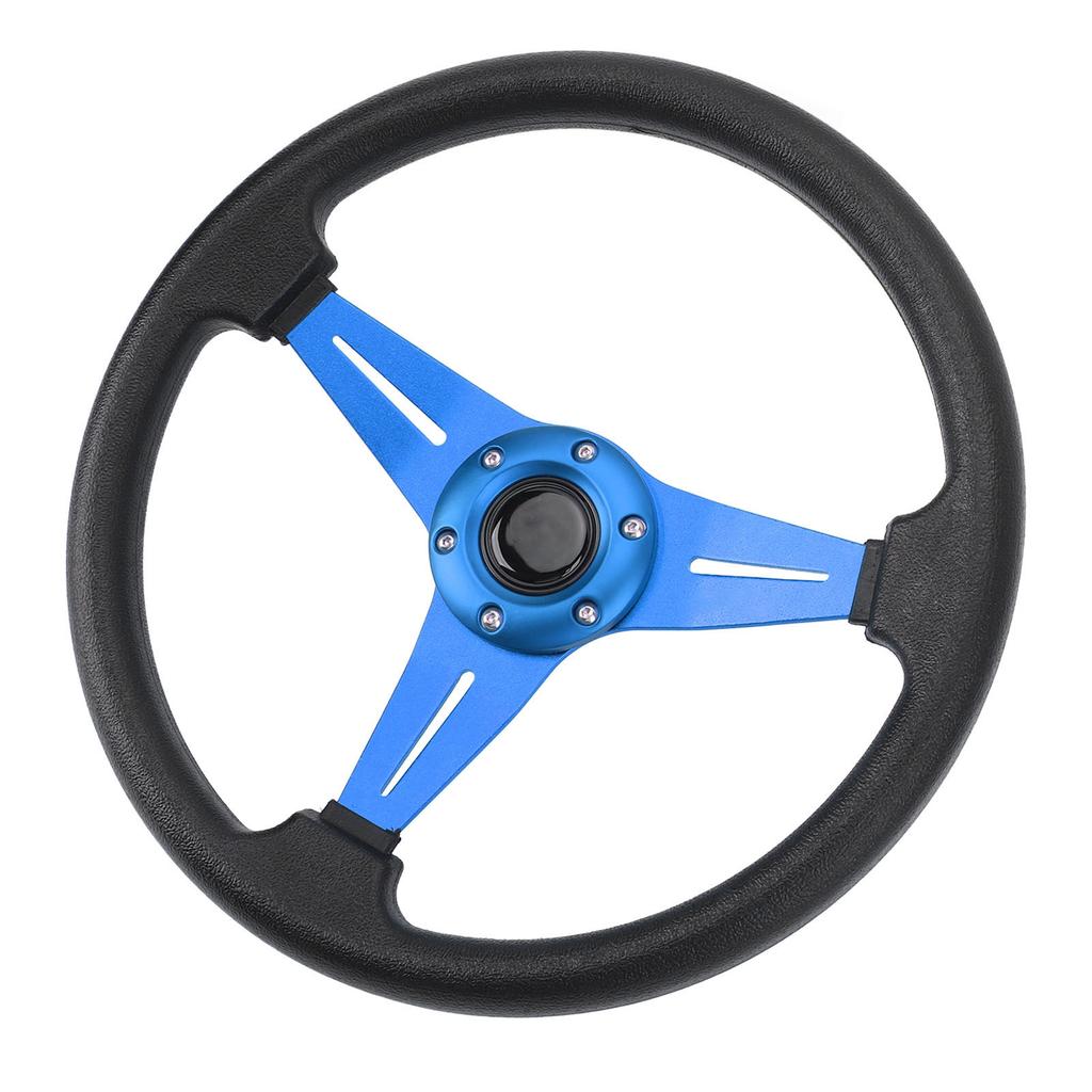 Bilratt Racingstil PU-läder 14 tum Universell passform för 6-håls rattnavadapter