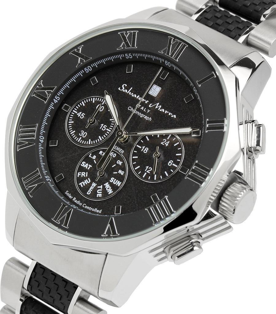 Salvatore Marra Solar Chronograph Watch with Full Auto Calendar Men's Radio-Controlled