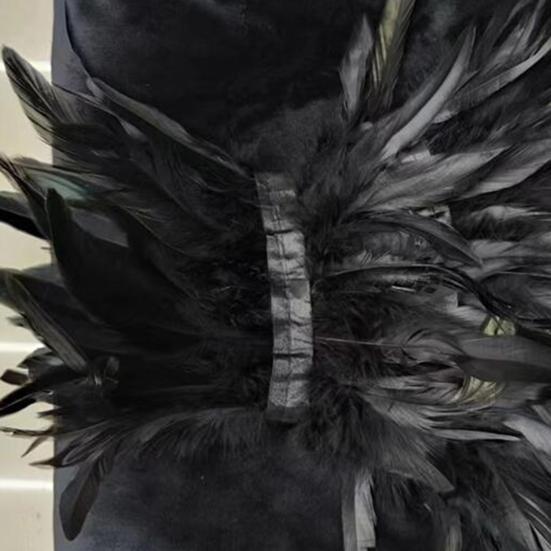 Halloween Shawl Velvet Fabric Demon Angel Costume Cloak Easy Strap Faux Feather Collar Halloween Cosplay Cloak