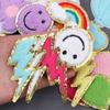 New Embroidery Cloth Sticker Rainbow Patch Sticker Love Smiley Face Computer Embroidery Chapter Boy Bag Decoration Towel Embroidery Shell
