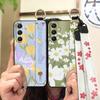 Anti-dust Wrist Strap Phone Case For Samsung Galaxy M56 5G/SM-M566B Kickstand Flower Shockproof Protective Soft case