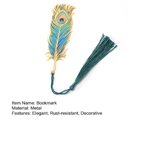 Metal Feather Bookmark with Tassel Stainless Steel Page Marker with Rainbow Light Effect Elegant Gift for Book Lovers Writers Students