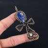 Sodalite Gemstone Pure Copper Wire Wrapped Handmade Ankh Pendant Jewelry
