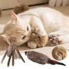2Pcs Furry Ball Cat Toys Faux Rabbit Fur Cat Kicker Toys Natural Gall Fruit