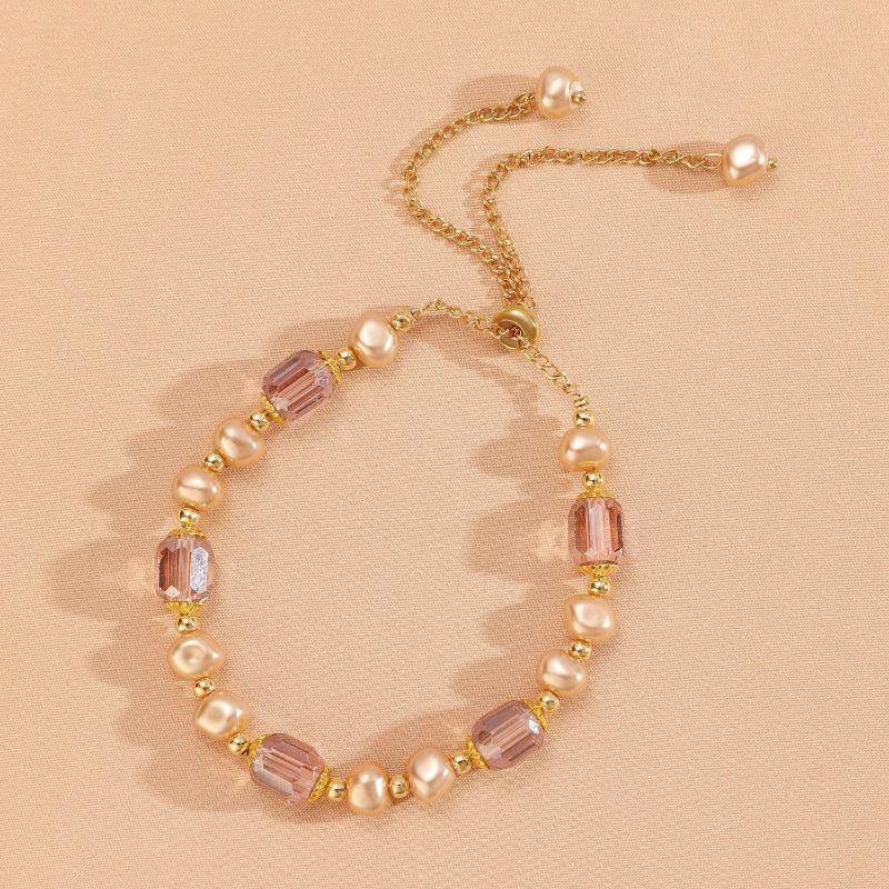 1PC French Retro Purple Pearl Bracelet for Girls' High Sense Ins Niche Design Crystal Bracelet Girlfriend Jewelry