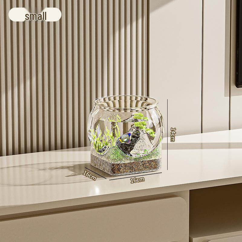 Transparent PET Material Wear-Resistant Desktop Hydroponic Goldfish Tank - Durable and Varied Styles