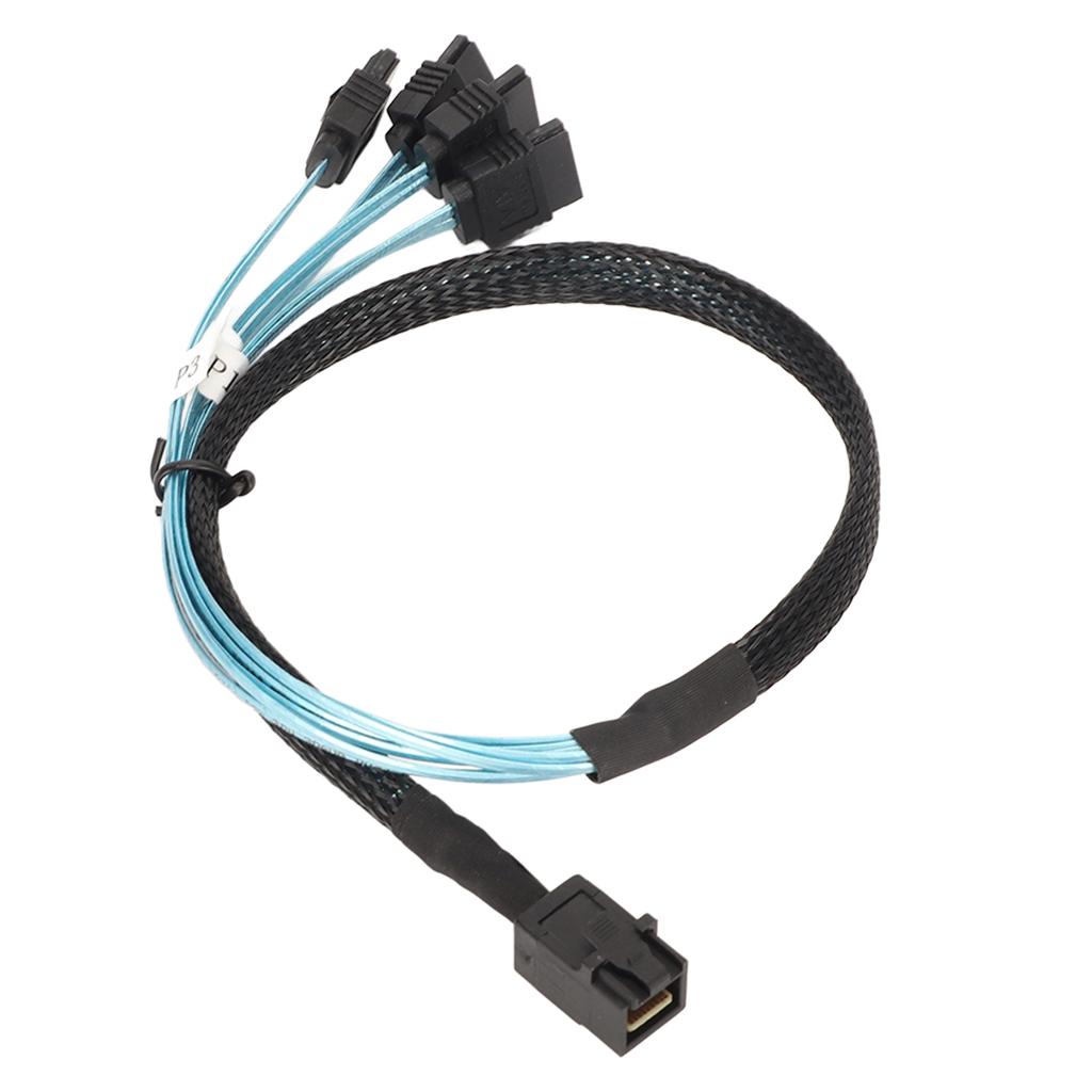 12GBPS Mini SAS HD SFF 8643 to 4 SATA 3.0 Cable PVC Dual Channel 7P Server Hard Disk Array Data Line 0.5m 1.6ft