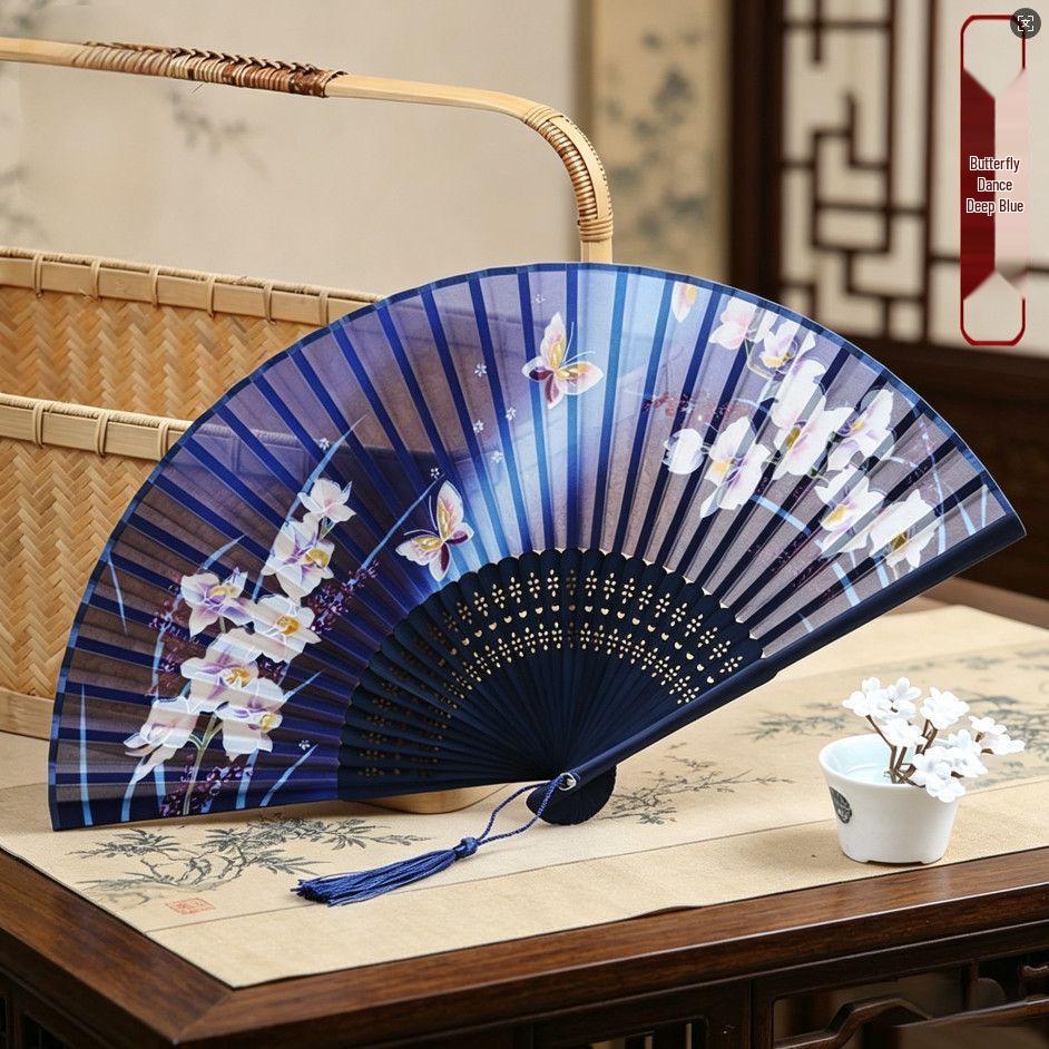 Er Qing Ancient Chinese Hanfu Dance Fan: Portable Silk Fan for Women