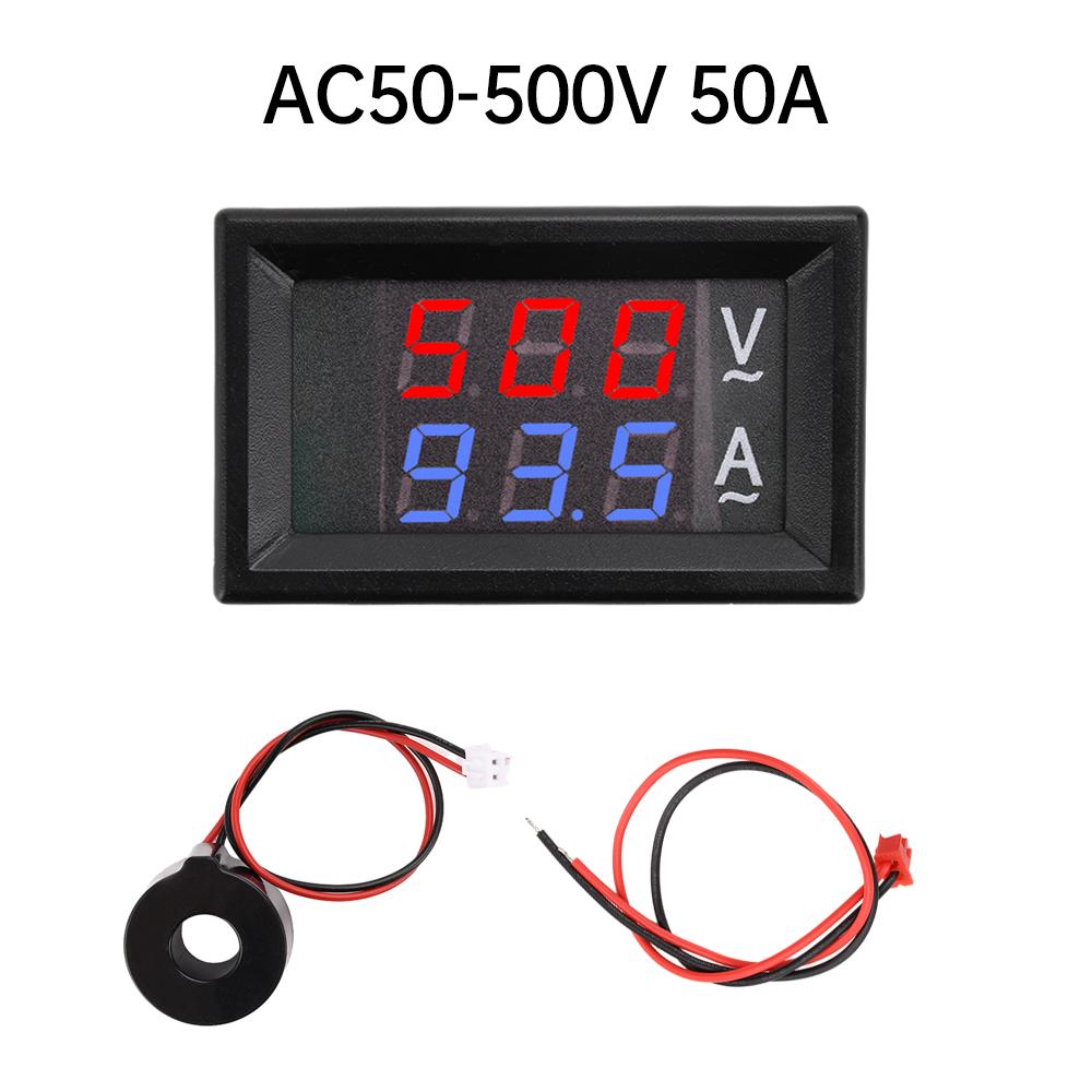 AC 50-500V Digital Voltmeter Ammeter 10A 50A 100A 220V Voltage Current Meter Tester Detector 0.28" LCD Display with Transformer