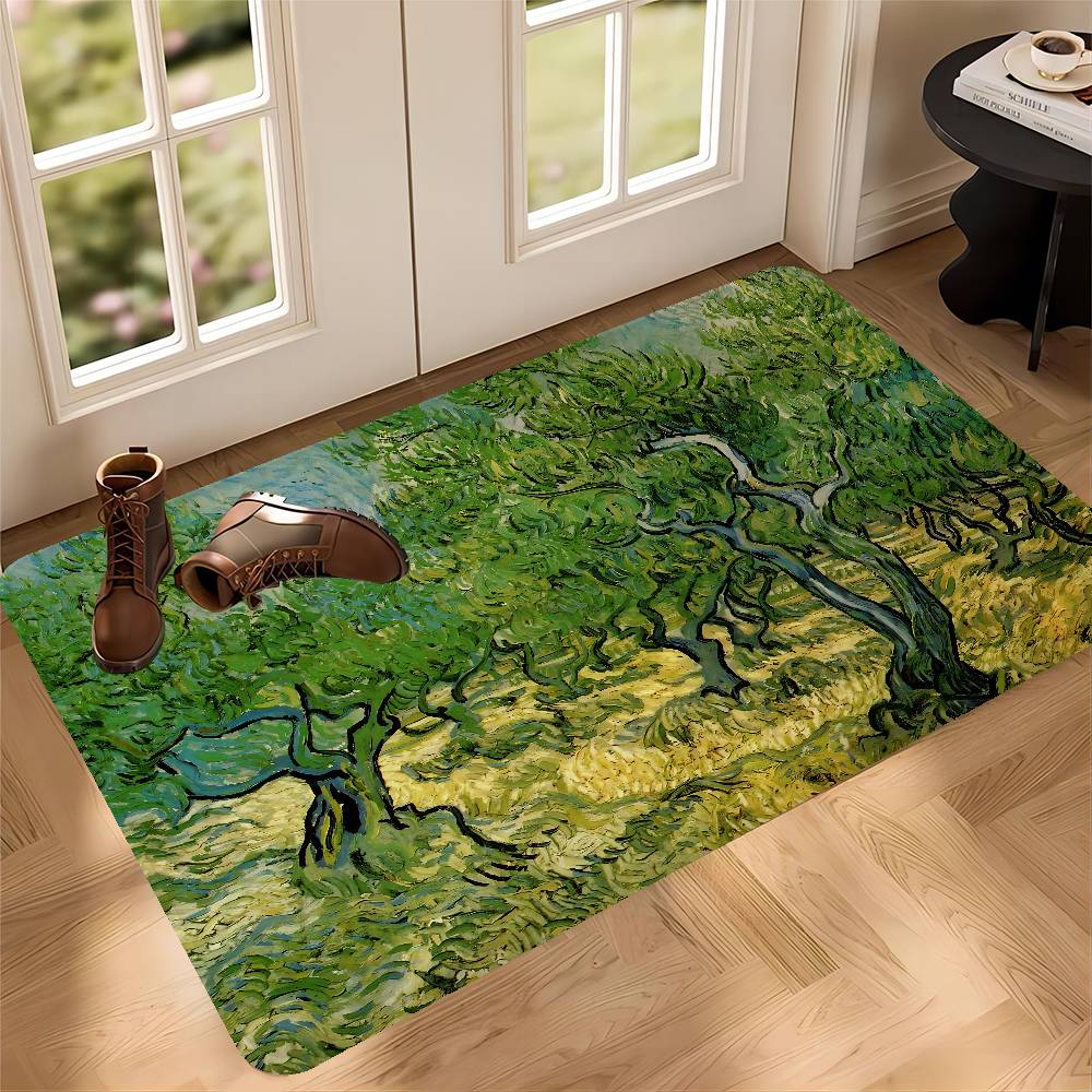 Starry Night Van Gogh Art Room Mats Nordic Style Home Doormat Bathroom-Toilet Mats Bedroom Hotel Decor Mat