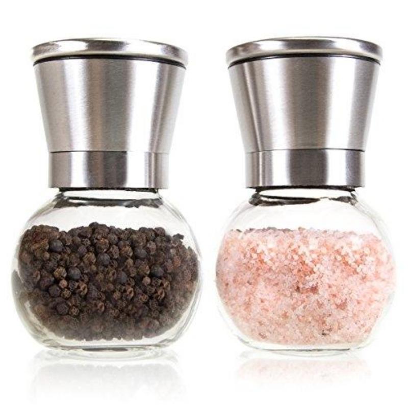 1/2/3/4 Pcs Round Salt and Pepper Mill Manual Spice Salt and Pepper Mill Set, Adjustable Coarseness