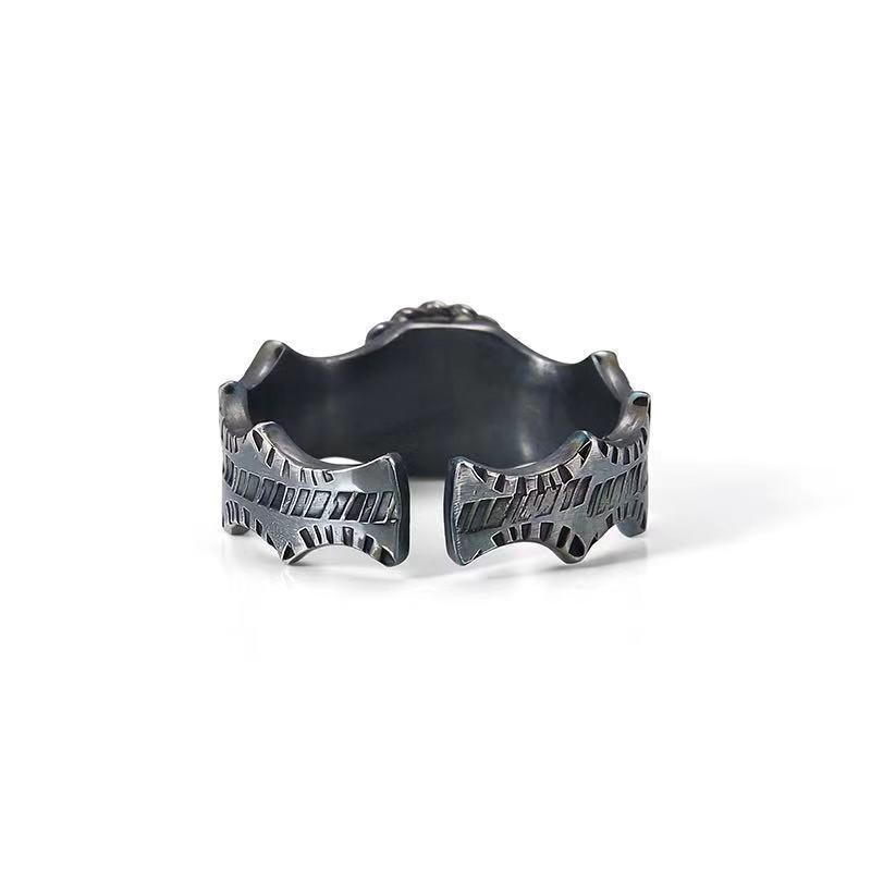 Starburst Ring Men's Trendy Cold Style Index Finger Ring Simple Old Fashioned Anti-Open Ring for Men