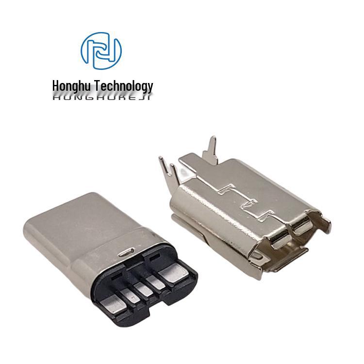 USB 2.0 Type-C Male Plug, 5 Solder Points Connector, High Current 5A Version