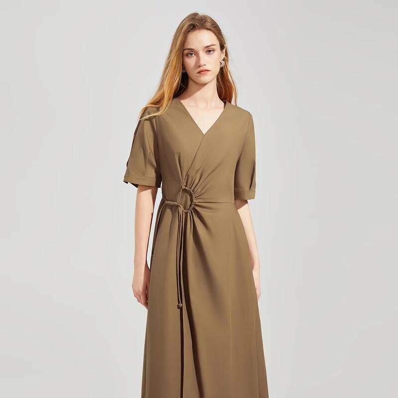 Women's Commuter V-Neck Short Sleeve Midi Dress
