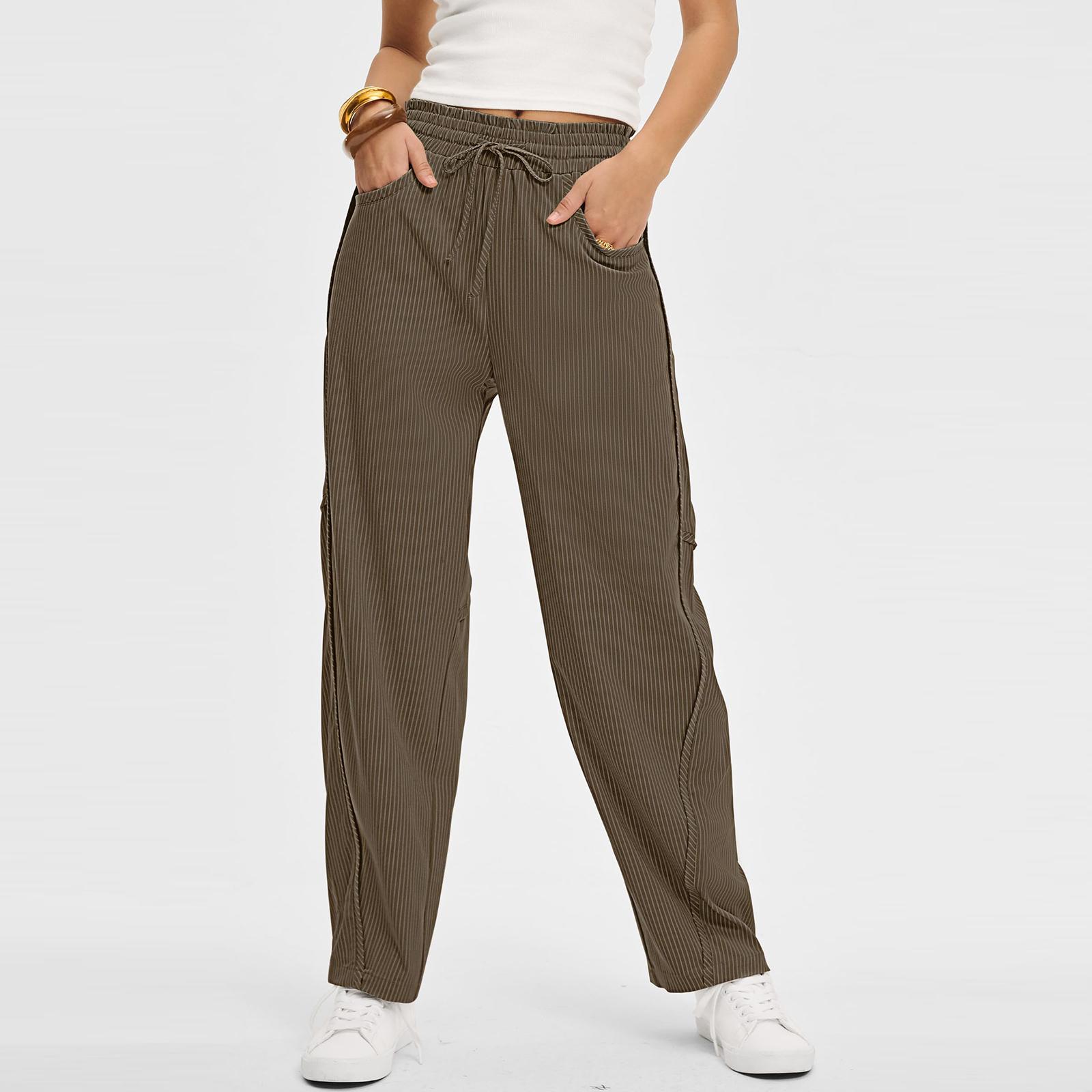

Women s Loose And Casual High-waisted Straight-leg Pants S зелений