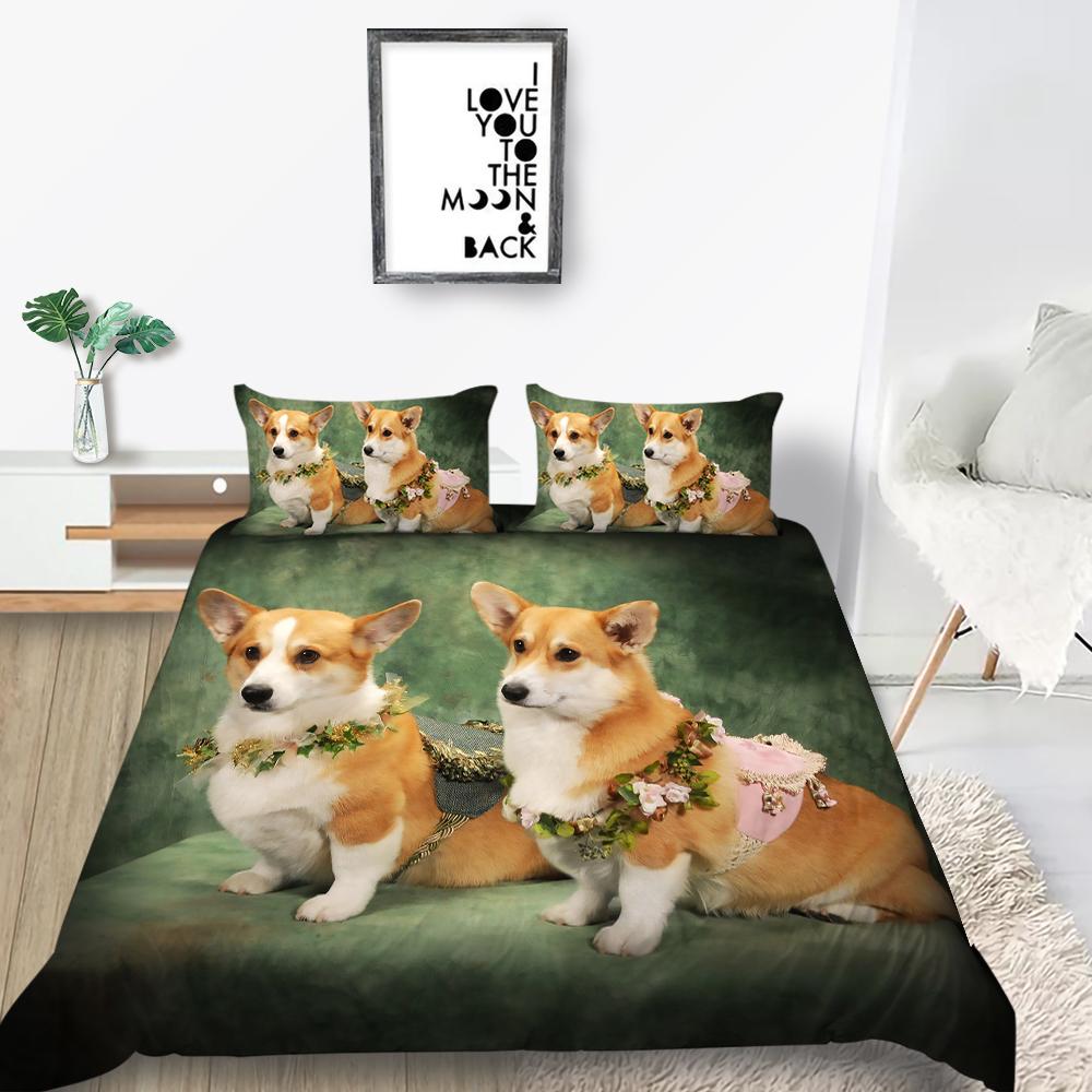 3D Pet Dog Pattern Bedding Set Home Decoration Gift for Boys and Girls Single Bed Double Bed Decoration