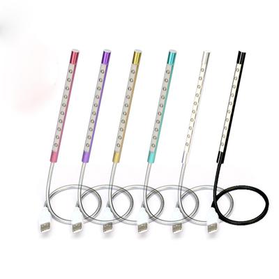 Lampada a LED USB in materiale metallico Lampada da lettura flessibile a 10 LED per computer portatile PC portatile 6 colori