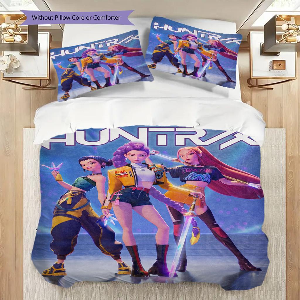 Vibrant Rhythm Huntrix Bedding (1 * duvet cover + 2 * pillowcase, without core) 2D Flat Christmas birthday gift Soft and comfortable Bedding set