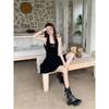 Neck Fake Two-piece Lace Dress for Women, Small Summer, Thin, Waist Swing Collar, Sexy Black Short Dress