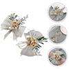 Wrist Corsage and Boutonniere Set for Decoration 10Pcs White Flowers