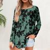 Women's  Loose Casual Flower Printed Round Neck Long Sleeved T Shirt Top Pullover Long Sleeved Sweatshirt